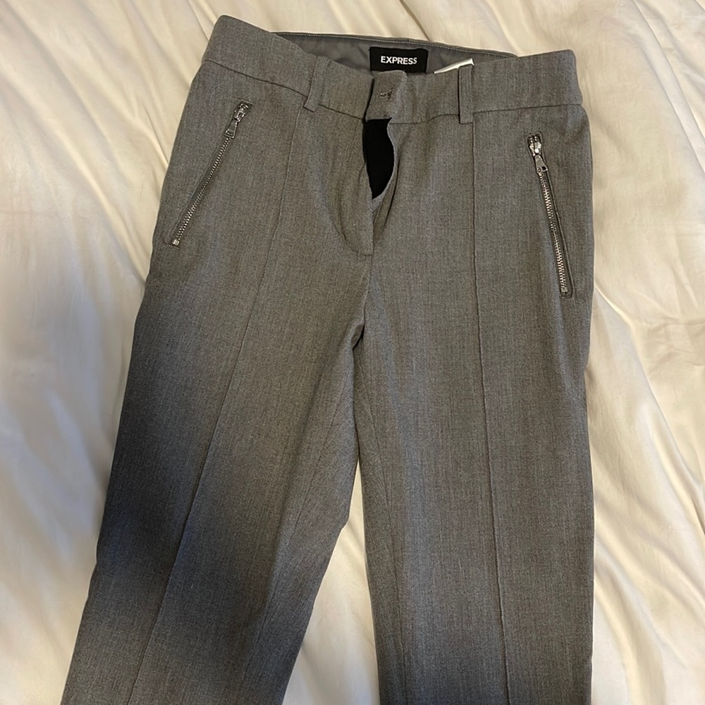 Grey Skinny High Rise Work Pants